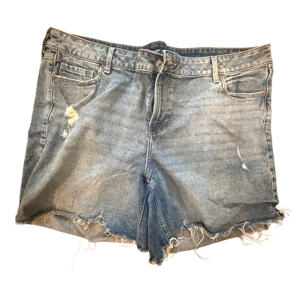 Old Navy‎ Womens Denim Shorts Distressed Frayed Hem Mid Rise Size 22 Blue
